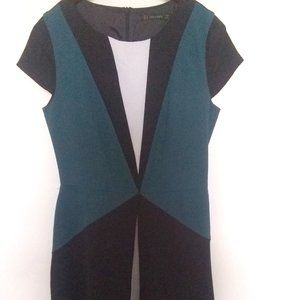 NWOT Zara Color Block Fit & Flare Sleeveless Knee Length Medium Zipper Dress